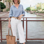 Lisa from MidlifeinBloom.com shows ways to style cropped white pants for summer