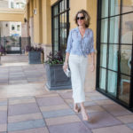 Lisa from MidlifeinBloom.com shows ways to style cropped white pants for summer