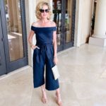 Lisa from Midlifeinbloom shows a navy jumpsuit