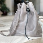 taupe colored bucket bag purse