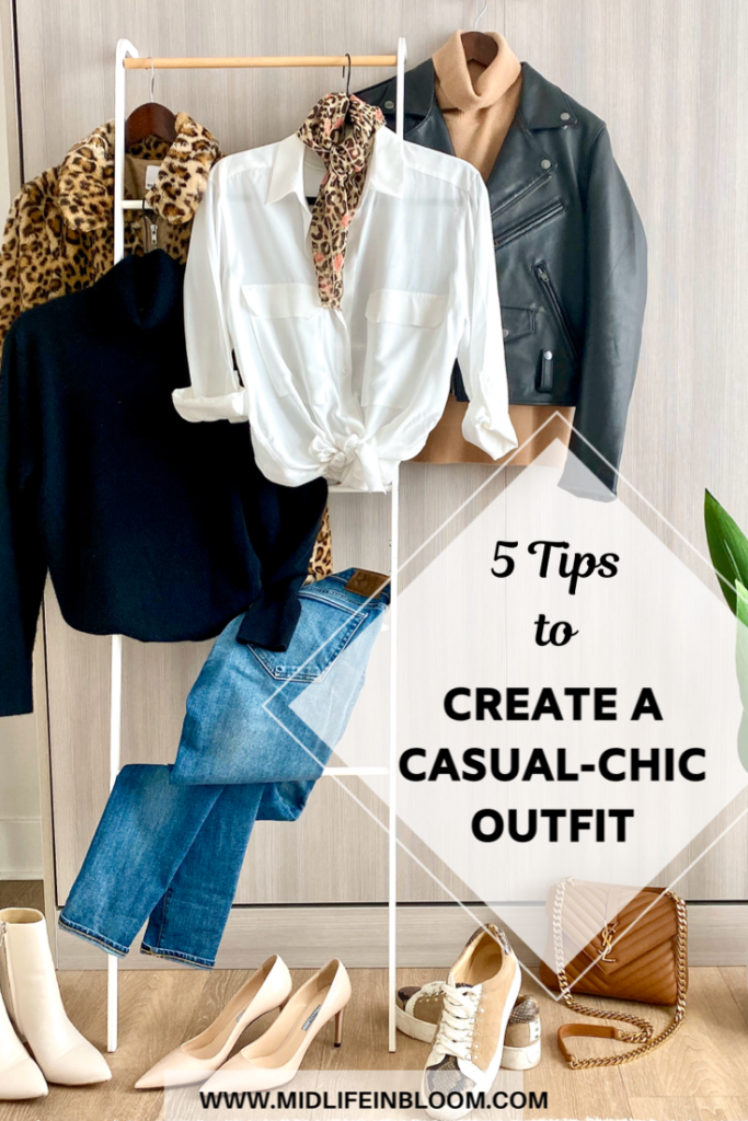 Lisa from midlifeinbloom.com shows casual chic outfit ideas for women
