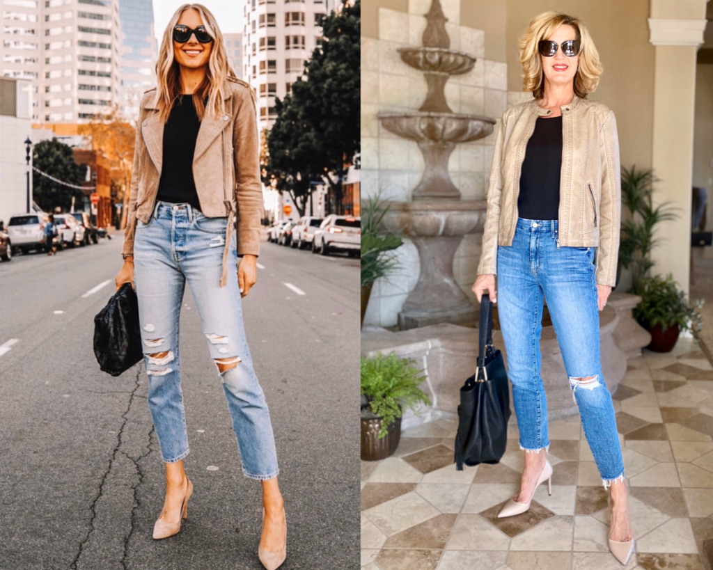 Lisa from midlifeinbloom.com recreates Casual street style outfit 